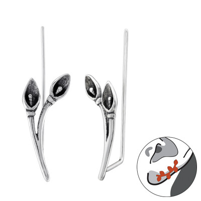 Silver Calla Lily Flower Ear Pin