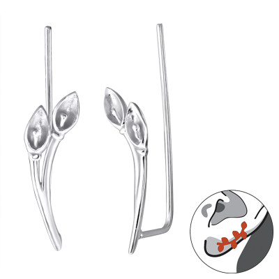 Silver Calla Lily Flower Ear Pin