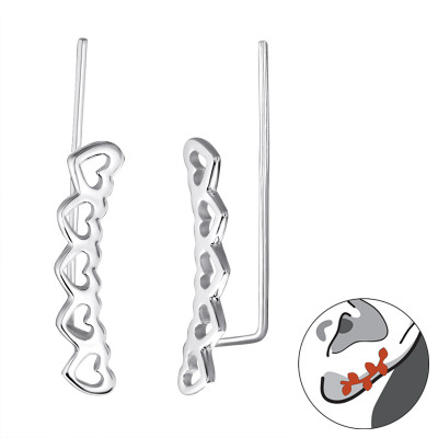 Silver Heart Ear Pin