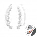 Silver Leaf Ear Pin with Cubic Zirconia