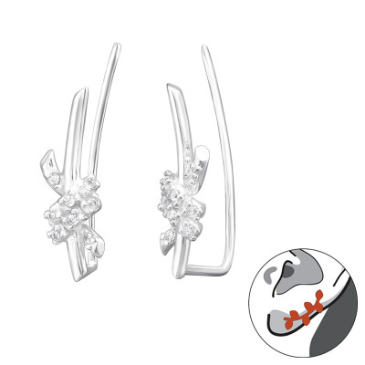 Silver Knot Ear Pin with Cubic Zirconia