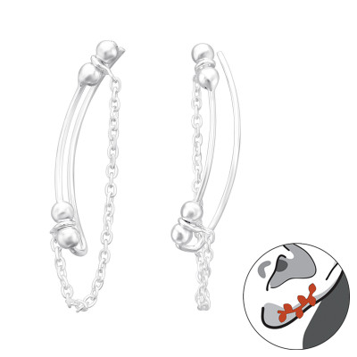 Silver Hanging Chain Ear Pin