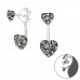Silver Heart Ear Jacket with Crystal