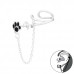 Silver Paw Print Ear Jacket and Plain Ear Cuff with Epoxy and Hanging Chain