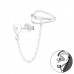 Silver Heart Ear Jacket and Plain Ear Cuff with Crystal and Hanging Chain