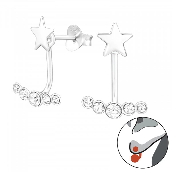 Charming Silver Star Ear Jacket with Crystal