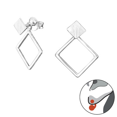 Silver Square Ear Jacket