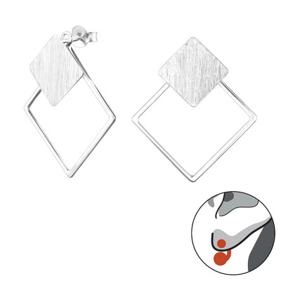 Silver Square Ear Jacket