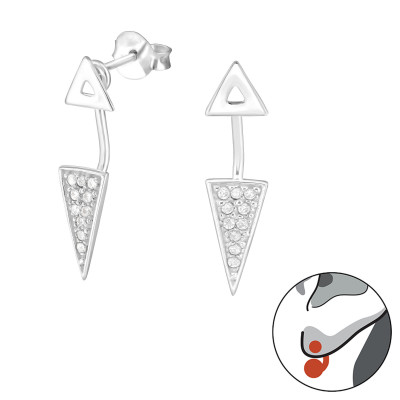 Silver Triangle Ear Jacket with Cubic Zirconia