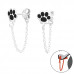 Silver Paw Print Ear Jacket and Hanging Chain with Epoxy