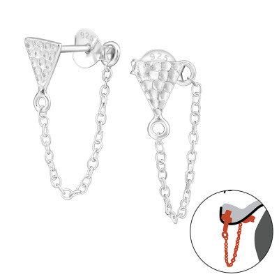 Silver Triangle Ear Jacket with Hanging Chain