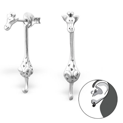 Giraffe Sterling Silver Ear Jacket and Connector Earrings