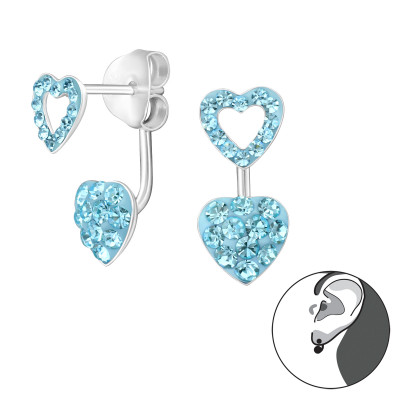 Silver Heart Ear Jacket with Crystal