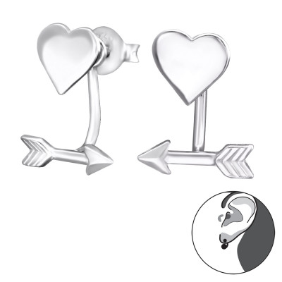 Silver Heart and Arrow Ear Jacket