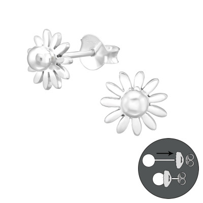 Silver Flower Interchangeable Ear Studs 