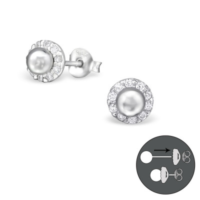 Interchangeable Sterling Silver Ear Jacket and Double Earrings with Cubic Zirconia