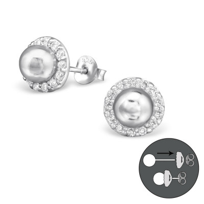 Interchangeable Sterling Silver Ear Jacket and Double Earrings with Cubic Zirconia