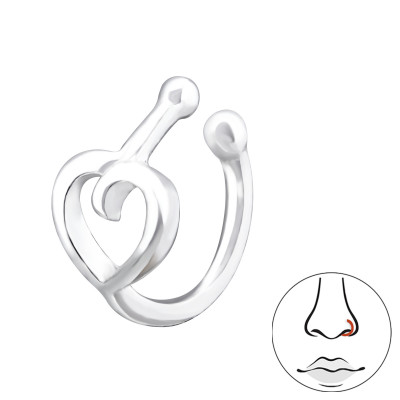 Silver Heart Nose Clip