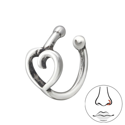 Silver Heart Nose Clip