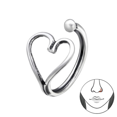 Silver Heart Nose Clip