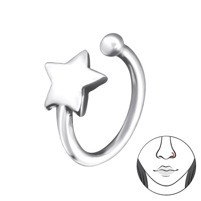 Star Sterling Silver Nose Studs and Clip