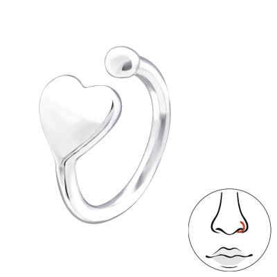 Silver Heart Nose Clip