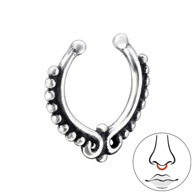 Silver Patterned Nose Clip