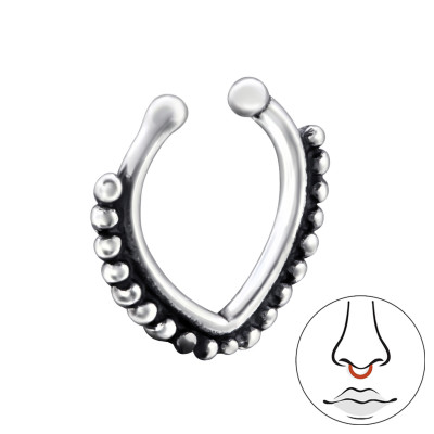 Silver Patterned Nose Clip