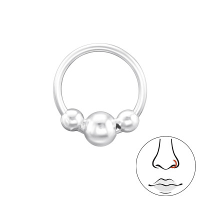 Silver 3mm Ball Nose Ring