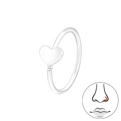 Silver Heart Nose Ring
