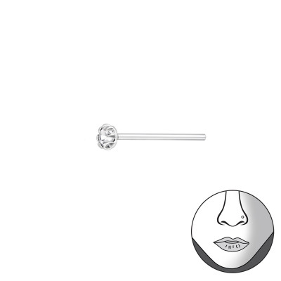 2mm Round Bend To Fit Nose Studs Sterling Silver Nose Studs and Clip with Crystal