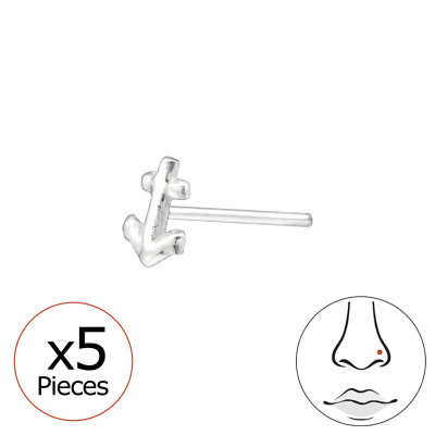 Silver Anchor Bend to Fit Nose Stud Set