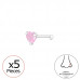 Heart Sterling Silver Nose Stud, Tragus, Helix, Upper Ear with Cubic Zirconia (x5)