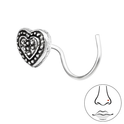 Silver Heart Nose Studs