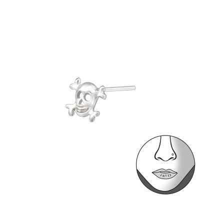 Skull Sterling Silver Nose Studs and Clip