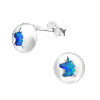 Silver Unicorn Ear Studs with Opal