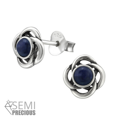 Silver Celtic Ear Studs with Semi Precious