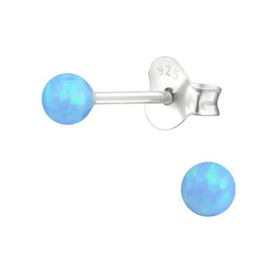 3mm Ball Sterling Silver Ear Studs with Opal