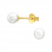 Silver 5mm Round Ear Studs with Plastic Pearl