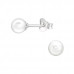 Silver 5mm Round Ear Studs with Synthetic Pearl