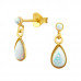 Silver Pear Shaped Pearl Ear Studs with Synthetic Opal