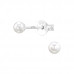 Round Sterling Silver Ear Studs with Plastic Pearl