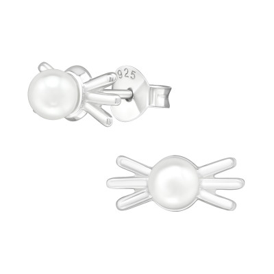 Silver Candy Ear Studs with Synthetic Pearl