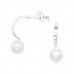 Silver Half Hoop Ear Studs with Synthetic Pearl 