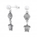 Shell and Turtle Sterling Silver Ear Studs with Plastic Pearl