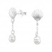 Shell Sterling Silver Ear Studs with Plastic Pearl