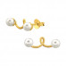 Silver Climber Ear Studs with Plastic Pearl