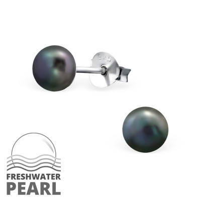 5mm Sterling Silver Ear Studs with Pearl