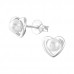 Silver Heart Ear Studs with Plastic Pearl