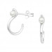 Silver Snake Half Hoop Ear Studs with Synthetic Pearl
